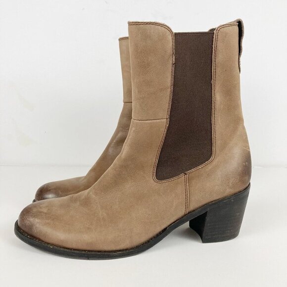 Matisse Boots Ashbury Chelsea Heeled Booties Brown Leather - Picture 1 of 12